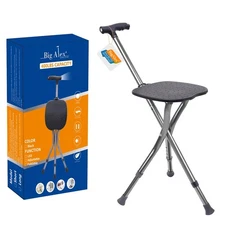 Alloy Folding Cane with Seat, Lightweight Adjustable Walking Cane with Seat, ...