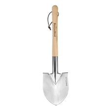 Short Hand Shovel 19.8’’ Digging Trowel for Gardening with Wood Handle Stainless
