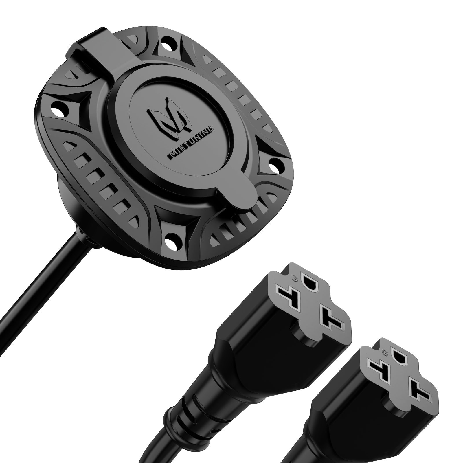 MICTUNING 20A 125V AC Port Plug, 12 AWG Shore Power Inlet Plug 20'' Extension