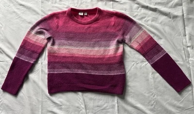 GAP Kids Striped Sweater Fits S/M Cropped (Tagged XL, SHRUNK) Pink/Purple Knit - Image 1 of 4