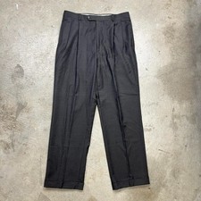 Vintage Pleated Trousers Cashmere wool blend Mens 34 black old money