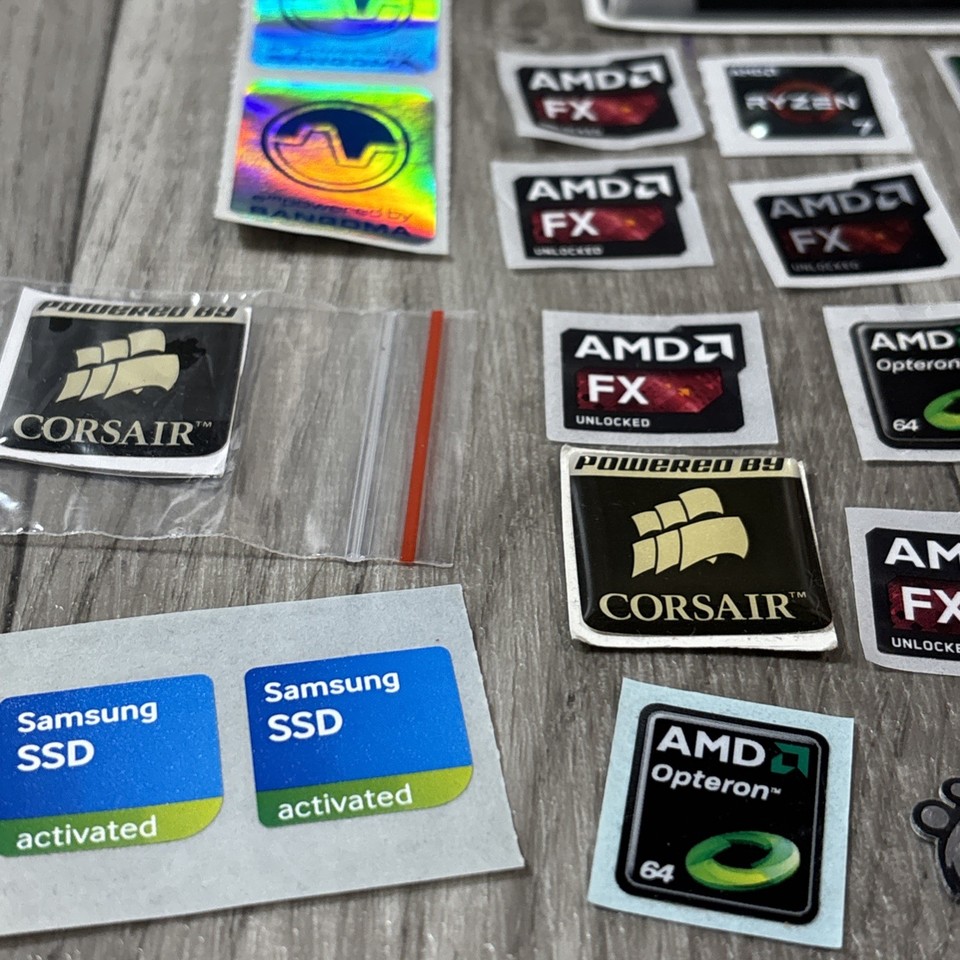 20 original new retro computer stickers classic AMD, Sangoma, Samsung ...