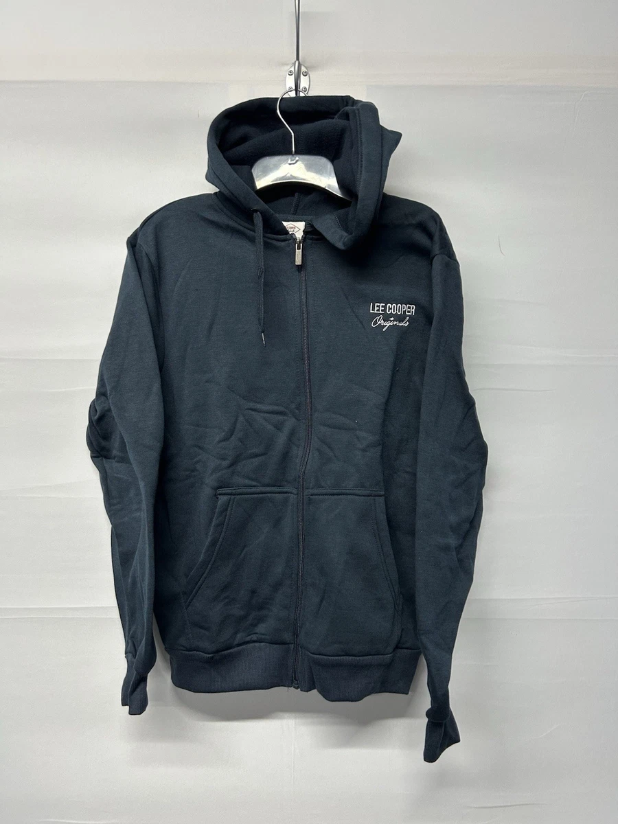 Sudadera con capucha Lee Cooper azul marino con cremallera para hombre talla pequeña nueva