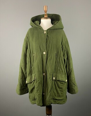 Vintage WEEKEND MAX MARA Khaki Quilted Hooded Coat Jacket EU40 / US10 / GB12