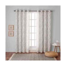 EXCLUSIVE HOME BRANCHES LINEN BLEND GROMMET CURTAIN PANEL PAIR, SEAFOAM 54"X63"