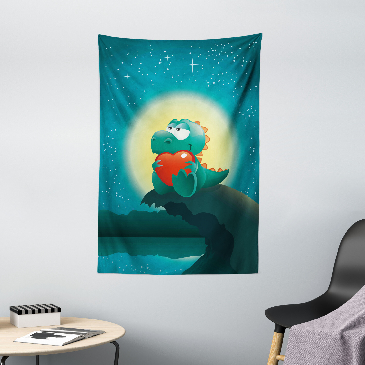 Dinosaur Tapestry Cute Romantic Dino Print Wall Hanging Decor