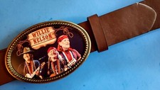 <<WILLIE NELSON >> Photo Epoxy PHOTO MUSIC BELT BUCKLE Brown Bonded belt