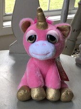 Russ PINK And Gold Plush Unicorn/ Big Eyes/ NWT