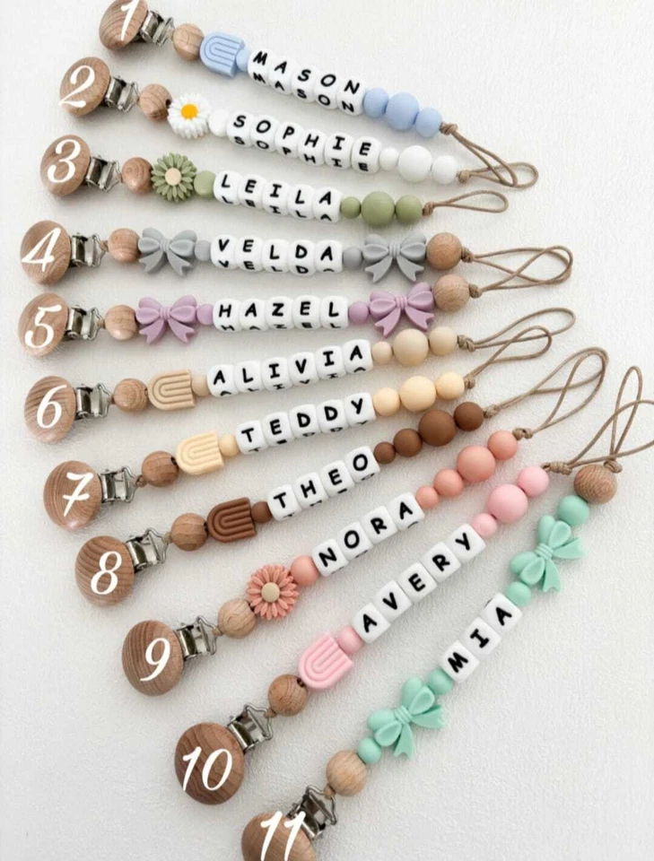 Clip ficticio personalizado chupete chupete cadena soporte correa clips silicona AU Foto 2 de 4