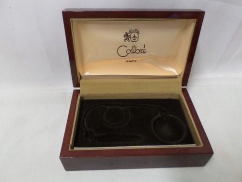Reloj de bolsillo de cuarzo suizo colibrí y cuchillo de 2 hojas enchapado en oro caja de madera grabada - Imagen 9 de 16
