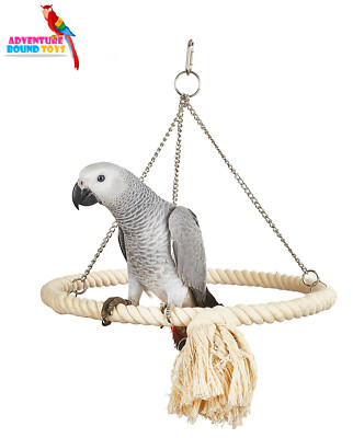 ADVENTURE BOUND LARGE PARROT SWING CAGE PERCH ROPE RING AFRICAN