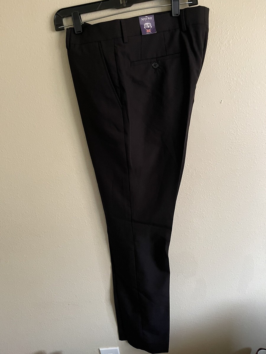 さびるろう New Size 34x34 The Savile Row Company Black Flat Front Pants
