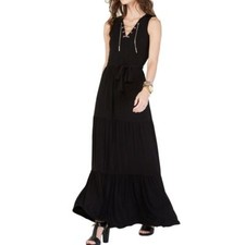 MICHAEL KORS NEW Women's Chain Lace-up Belted Maxi Dress TEDO