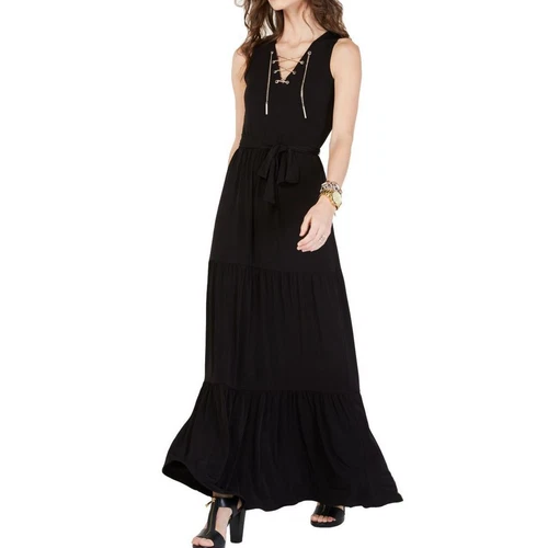 MICHAEL KORS NEW Women's Chain Lace-up Belted Maxi Dress TEDO