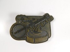 VINTAGE BRASS BLUEGRASS MUSIC BELT BUCKLE BANJO GUITAR FIDDLE