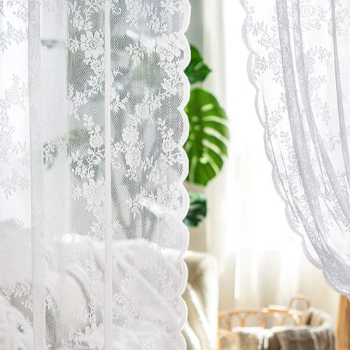 Vintage Floral Embroidered Sheer Lace Curtain Panel - Privacy & Light Filtering - Picture 3 of 32