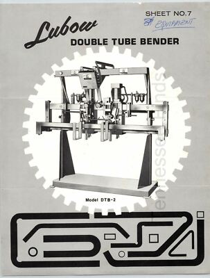 1969 Lubow Double Tube Bender Model DTB-2 Advertising Brochure