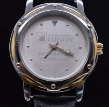 Vtg SOUTHERN CALIFORNIA EDISON Watch SCE Employee Leather NEW BATTERY & BAND