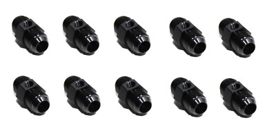 10PC BLACK Male 10AN to Male AN10 Straight Fitting Adapter+1/8''NPT Pressure Port