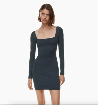 knee length dresses for ladies Eterne Square Neck Mini Dress Earth / M