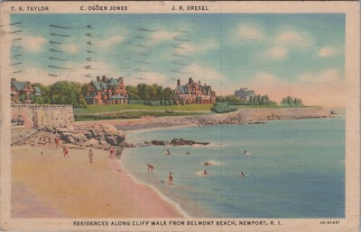 Residences Cliff Walk Belmont Beach Newport, Rhode Island RI c1930s PC 7014c4