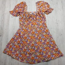 FAITHFULL THE BRAND Short Sleeve Meja Floral Mini Dress Puffed Sleeves Size S