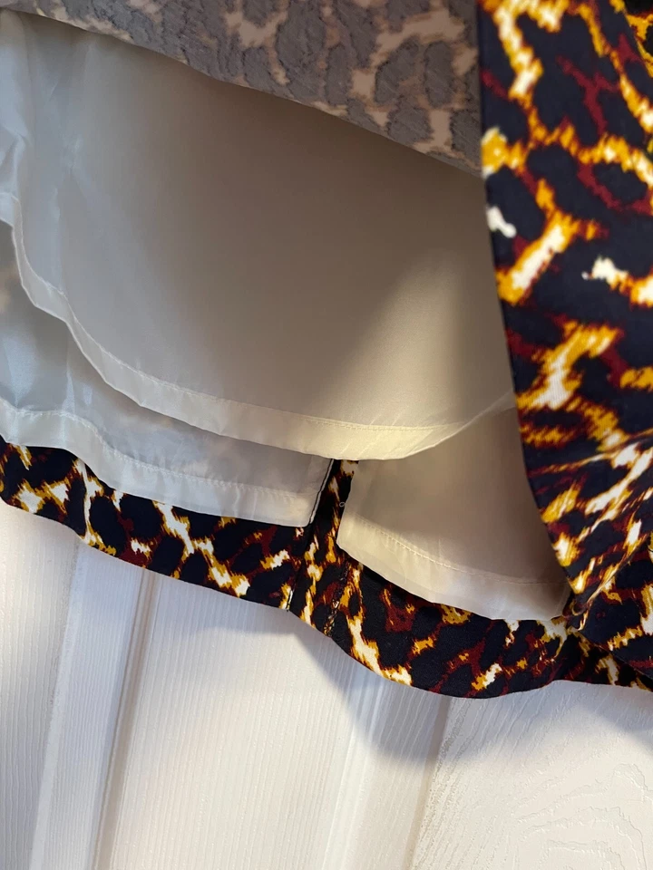 Falda MERONA L 14 Cintura 36 Largo 20 Blanco/Multi Animal Estampado Bolsillos Foto 2 de 4