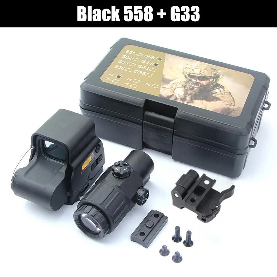 G45 G43 G33 3/5x Magnifier with Switch to Side QD Mount&558 Red Green Dot Sight - Image 2 of 4
