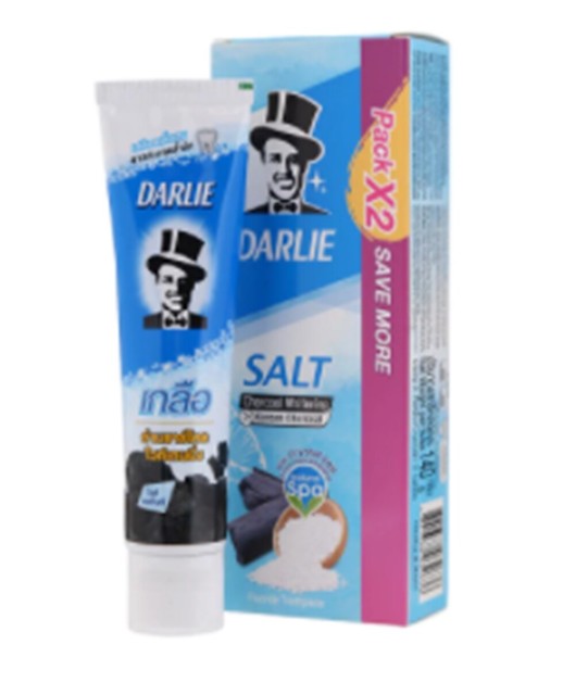 Darlie Shiny Whitening Fluoride Proactive Salt Toothpaste Charcoal Active 140gx2 for sale online