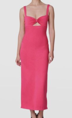 $2690 Carolina Herrera Women's Pink Sweetheart Silk-Blend Dress Size L