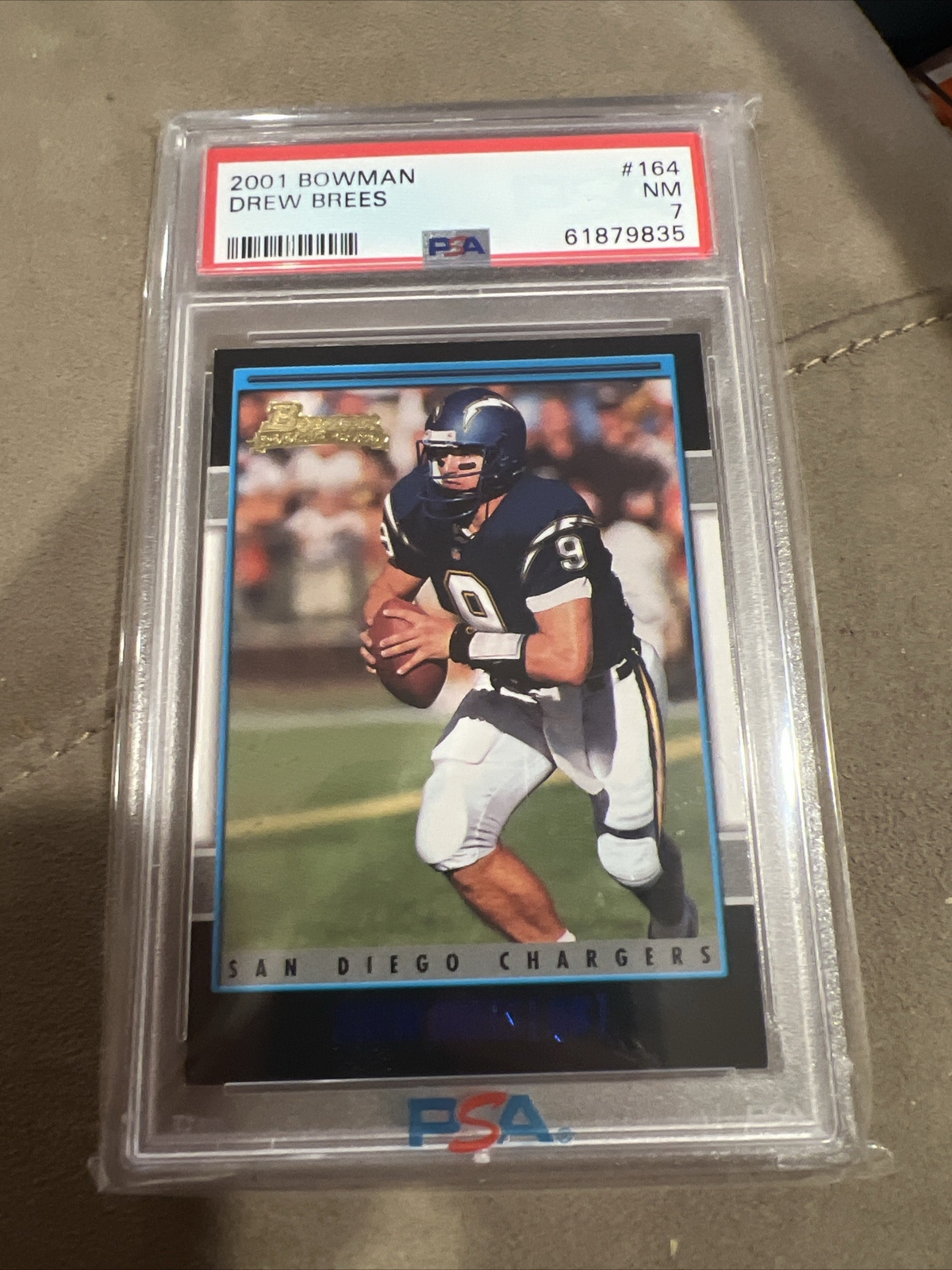 2001 BOWMAN #164 DREW BREES RC PSA 7 NM Saints Chargers Rookie