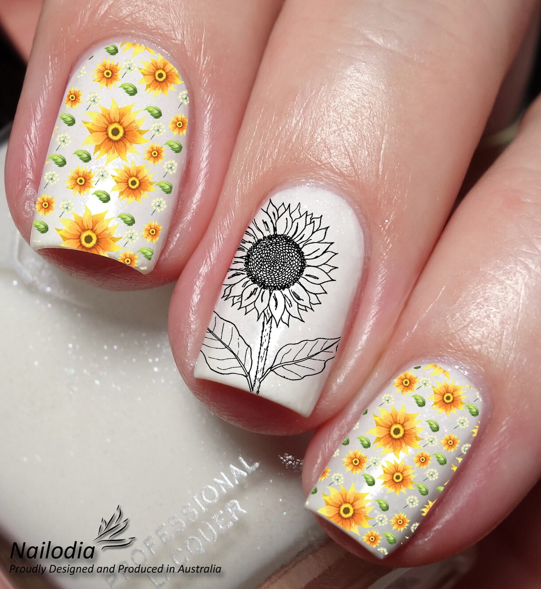 Vintage Sunflower Nail Design