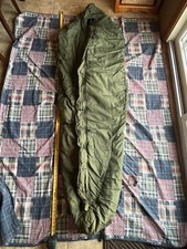 Vintage US Military Intermediate Cold Weather Sleeping Bag w Hood Mummy Style