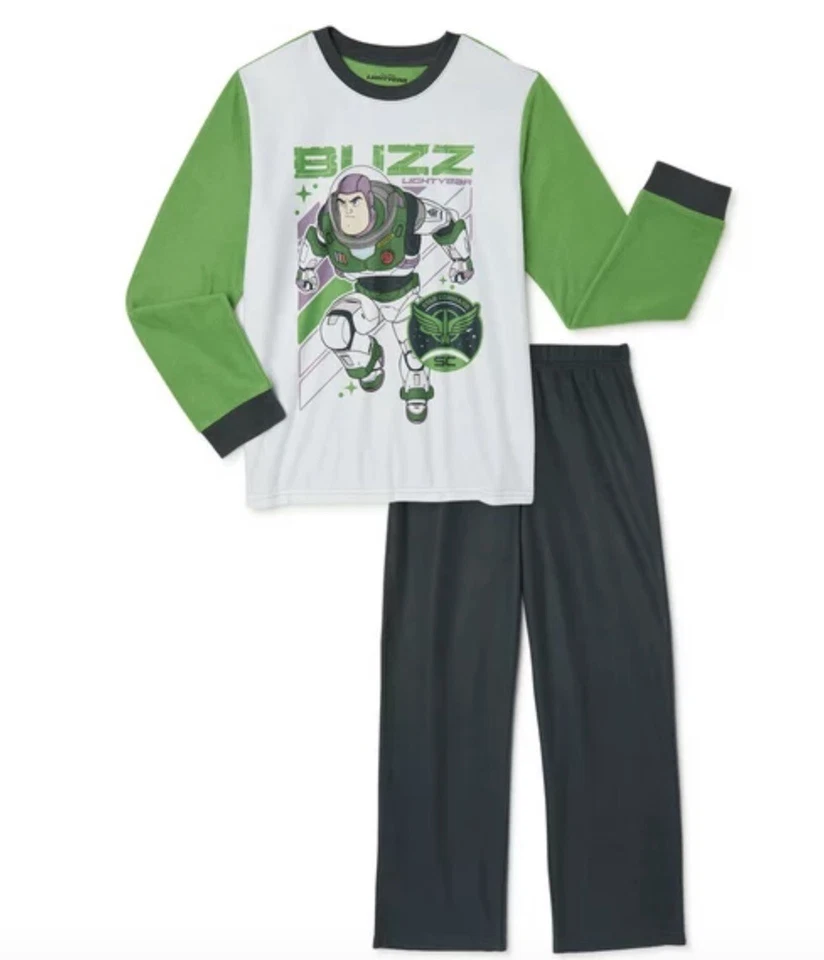 Disney Pixar 6/7 Niños Buzz Lightyear PJ’s Pantalones Manga Larga Conjunto de 2 piezas Blanco Vellón Foto 3 de 3