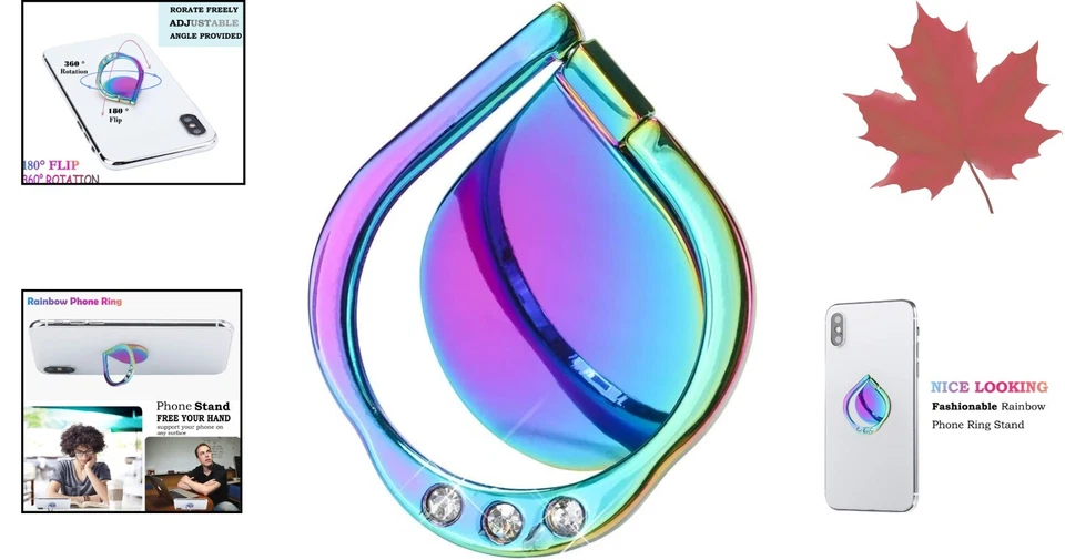 Sparkling Phone Ring Stand Holder - Glitter Bling - 360 Rotation - Universal - Image 2 of 4