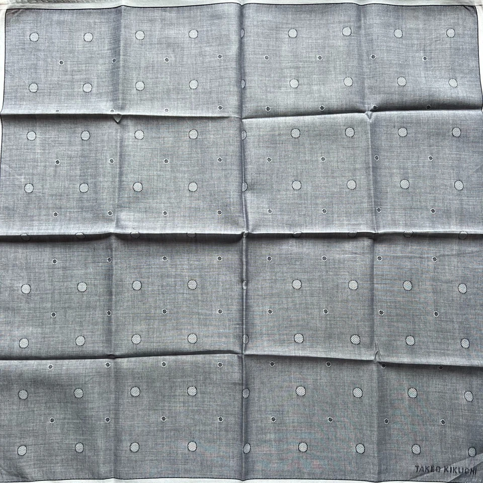 PAÑUELO JAPÓN HOMBRE BOLSILLO CUADRADO VINTAGE GRIS LUNARES ALGODÓN 18" B0534 Foto 3 de 3