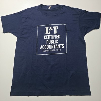 Vintage L&T Certified Public Accountants T Shirt XL USA Single Stitch Blue 50/50