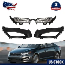Front Bumper Fog Lights Lamps & Bezels Set For 2011 2012 2013 Kia Optima Pair