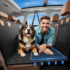 600D Heavy Duty Dog Car Seat Cover for Back Seat, 2026 Upgraded Hard Bottom Ba