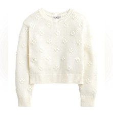 J.Crew Crewcuts Girls  Bobble Crewneck Sweater in Ivory 100 Cotton Sz XL 12-13