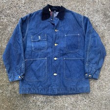 Vintage 80s Carhartt Denim Blue Chore Jacket Coat 8LC Wool Lined 42