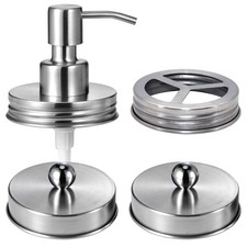Mason Jar Bathroom Accessories Lids Set 4pcs -Jars Not Included -Soap Dispen...