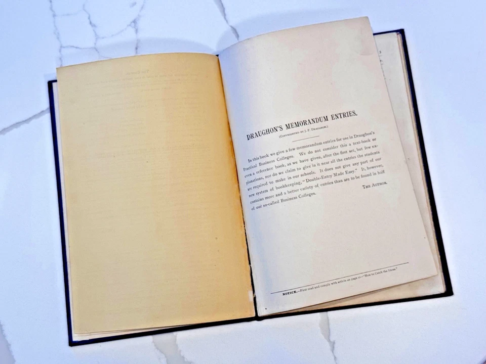 Draughon's Practical Business College 1895 Memorandum Entries Bookkeeping text - Image 2 of 4