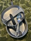 Vintage Stainless Steel WW2 Mess Kit Utensils Fork Spoon Knife US Military Lot