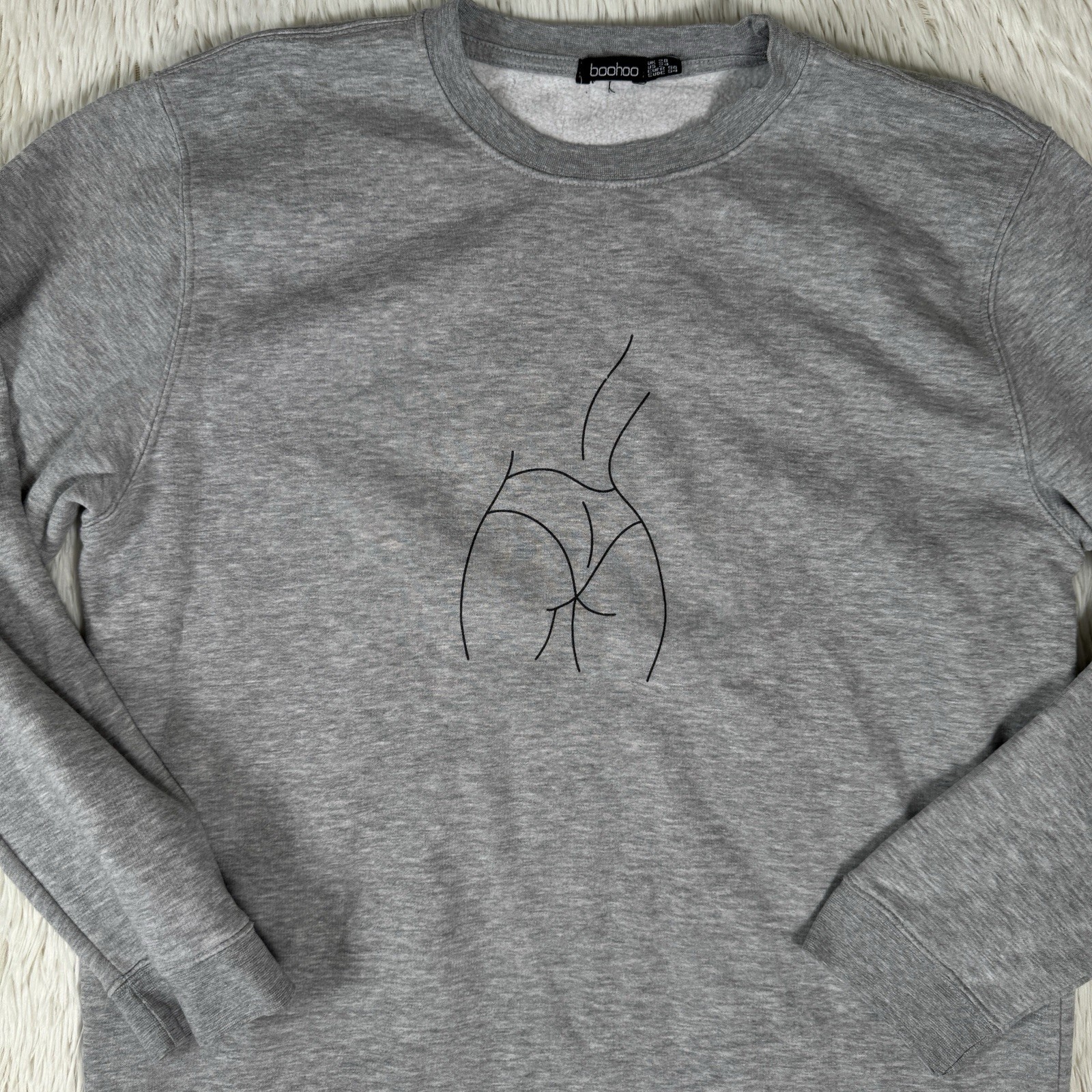 BOOHOO Gray Long Sleeve Crew Neck Graphic Sweatshirt Men's 24 US Large