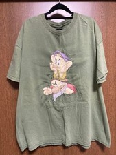 Disney Vintage Snow White Seven Dwarfs T-Shirt 2XL Olive Green Pre-Owned