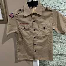 Boy Scout BSA UNIFORM Tan SHIRT Youth Large Size 14 Short Sleeve V86