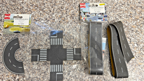 Busch 7087 Spur N Asphaltstraße Kurve Kreuzung Set Konvolut