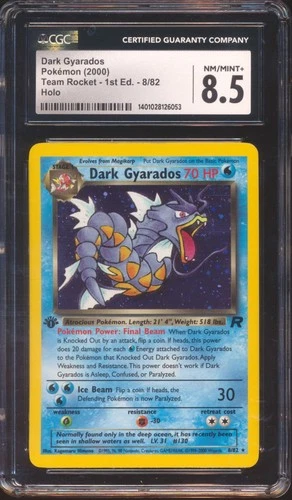 2000 POKEMON TEAM ROCKET DARK GYARADOS 1ST EDITION HOLO #8 CGC 8.5