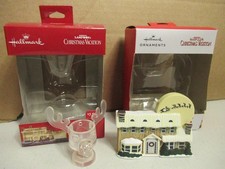 Lot of 2 Christmas Vacation Christmas Ornaments Griswold's House Moose Hallmark